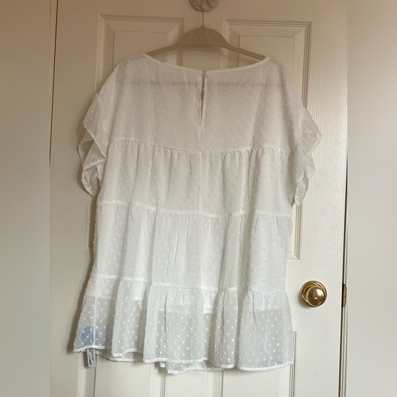 White Chiffon Tiered Hem Top - Picture 10 of 12